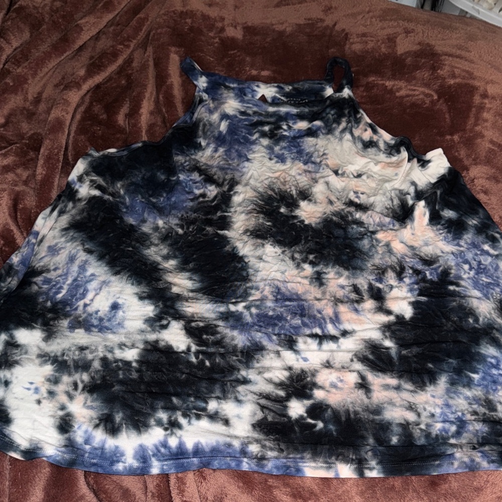 Torrid Black and Blue Tie-Dye Tank Top size 4